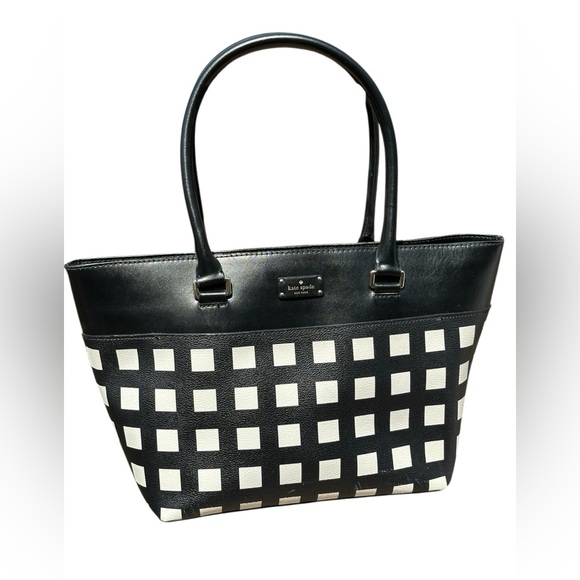 Kate Spade New York Black and White Checkered Tote - Picture 1 of 14